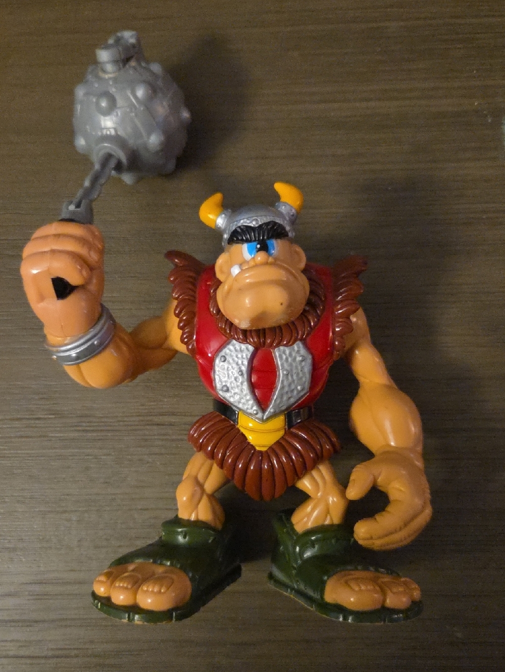 Fisher-Price Orange Viking Action Figure with Red Armor and Green Boots